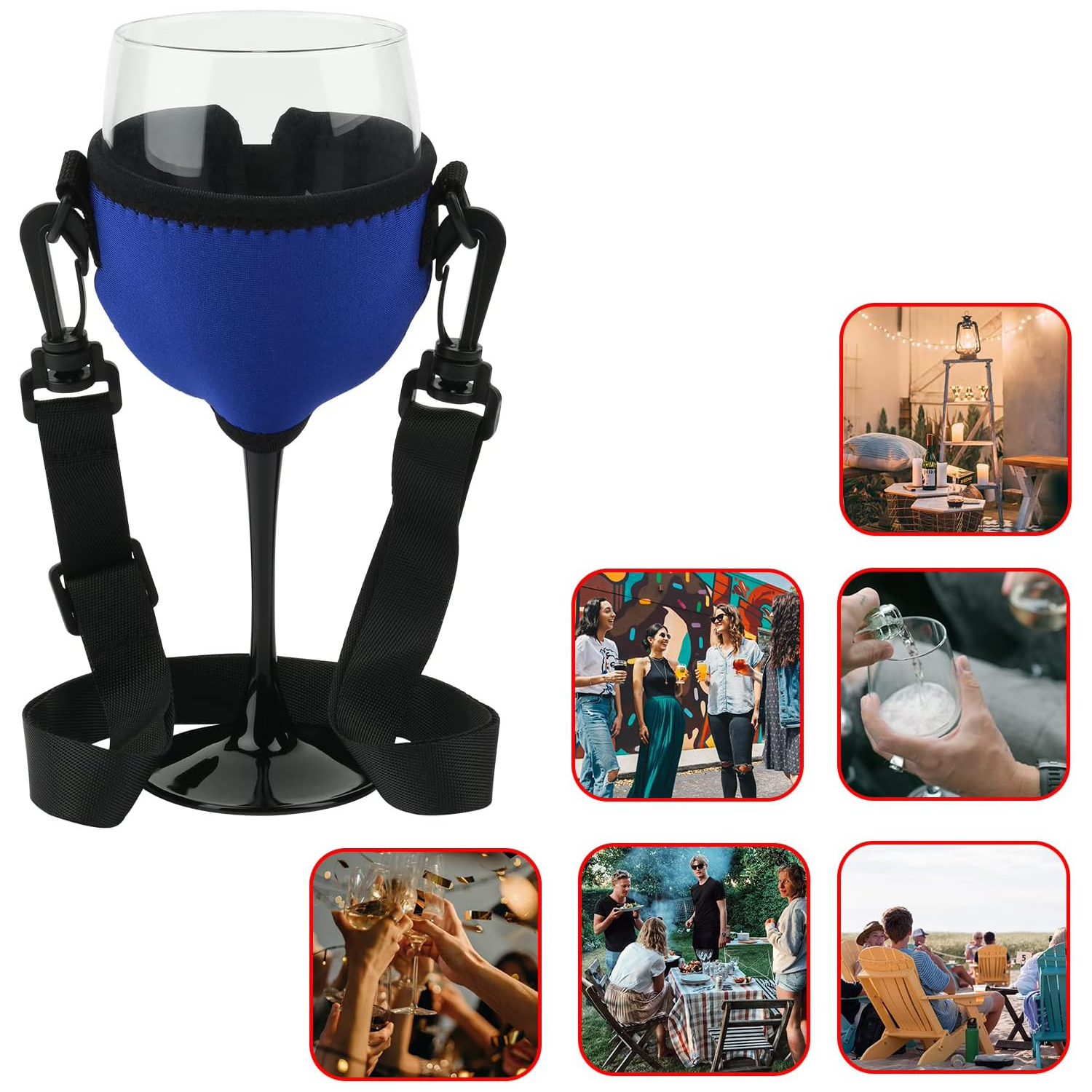 Wine Neoprene Sleeve with Adjustable Neck Strap 6
