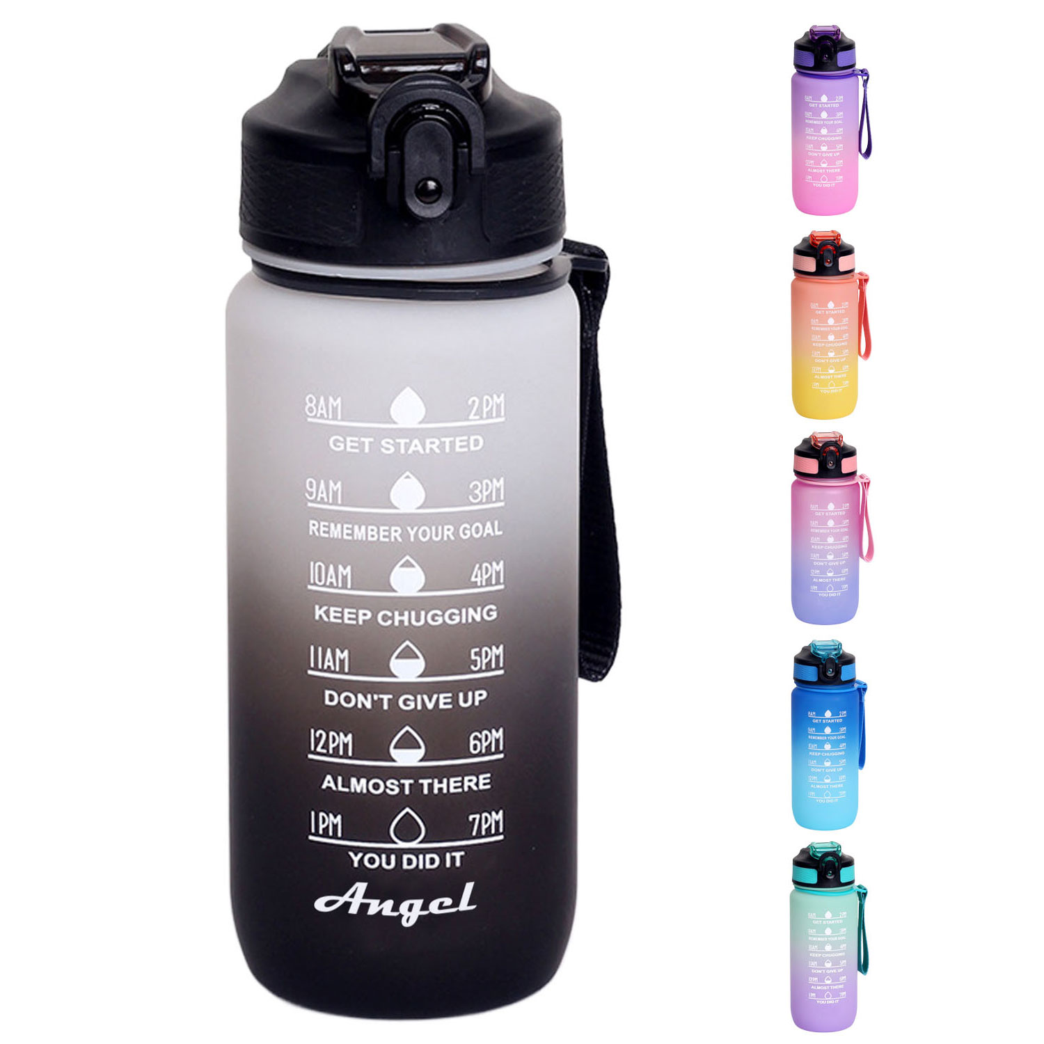 20oz Gradient Plastic Sports Bottle Lockable Straw Lid 2