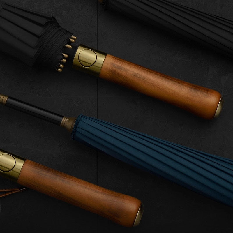 Custom 16-bone Umbrella with wood handle 5