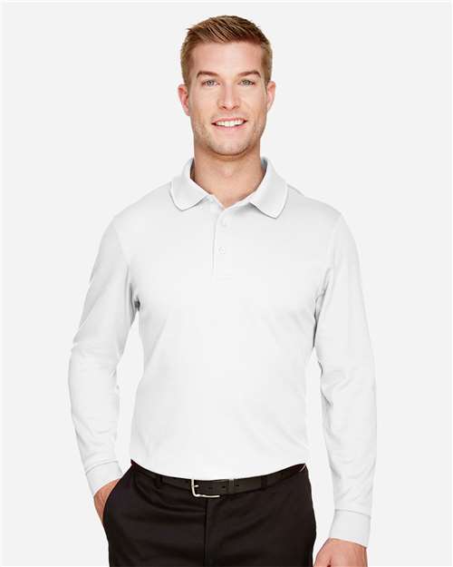 Men's Tall CrownLux Performance® Plaited Long Sleeve Polo - DG20LT 47