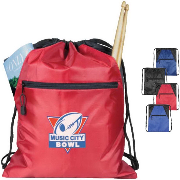 Zippered Drawstring Bag with 2 Slip Pockets 2