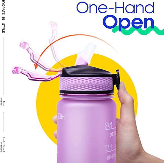 Giotto 32oz Leakproof BPA Free Drinking Water Bottle / Time Marker Straw 10