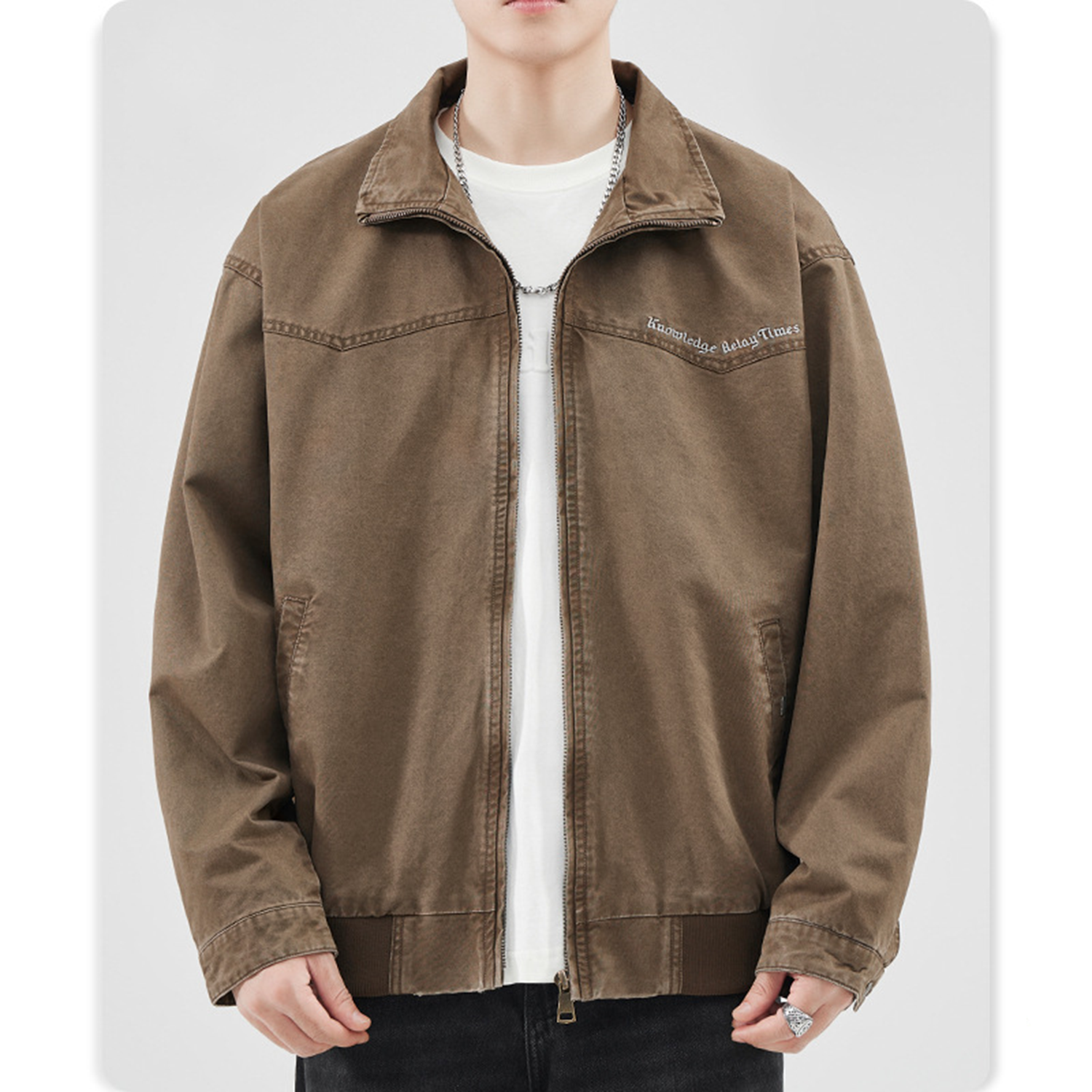 Zipper Long Sleeve Casual Work Jacket 4