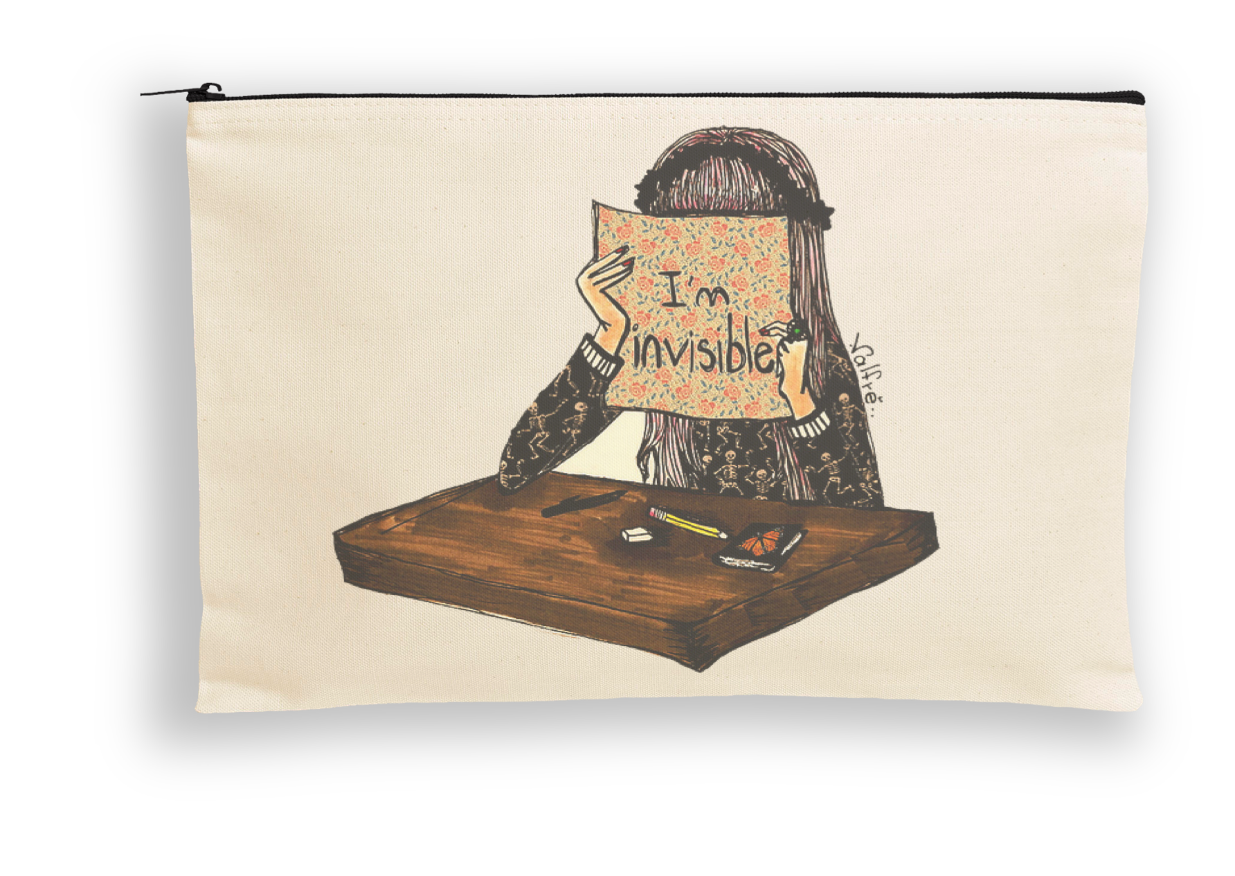 Canvas Dottie Pouch with Black Zipper 3