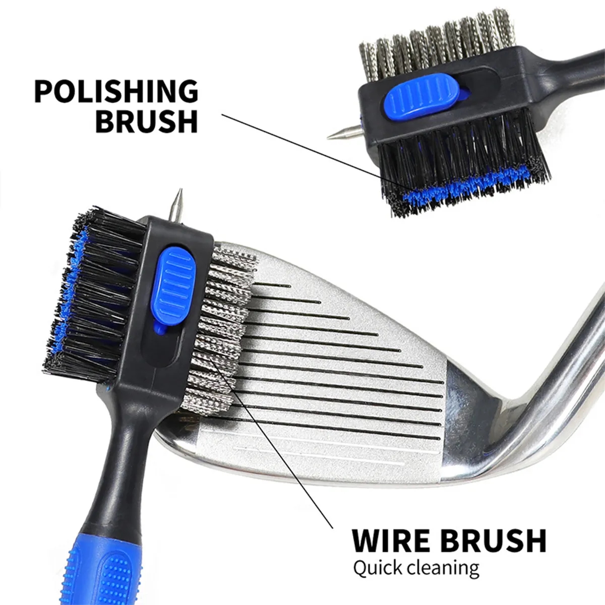 2 Sided Golf Club Clean Brush Retractable Cleaning Tool Kit 6