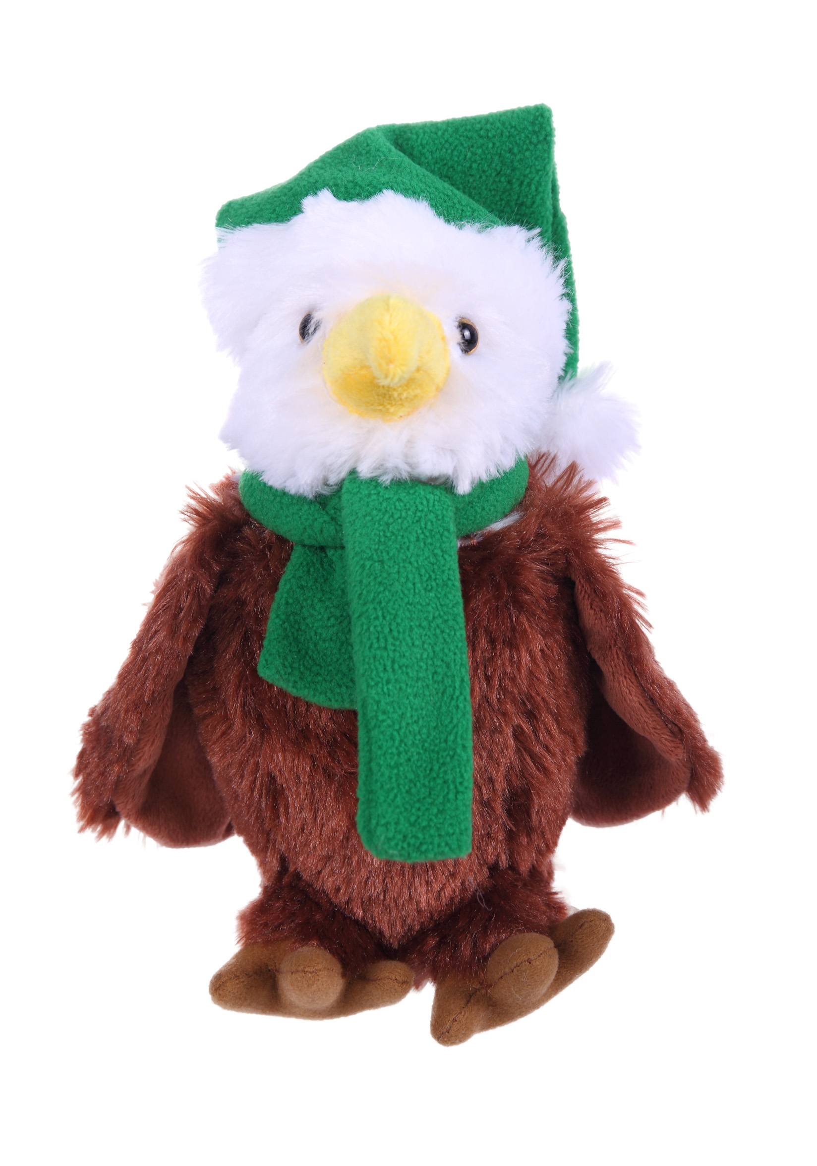 Soft Plush Stuffed Eagle with Christmas Hat and Scarf