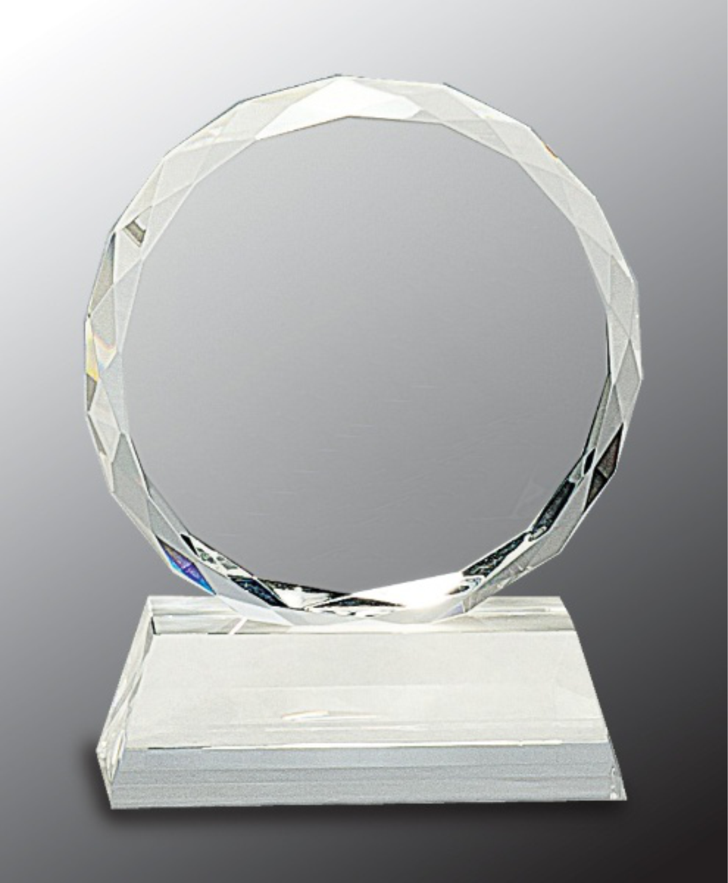5" Round Facet Crystal Award on Clear Pedestal Base 3