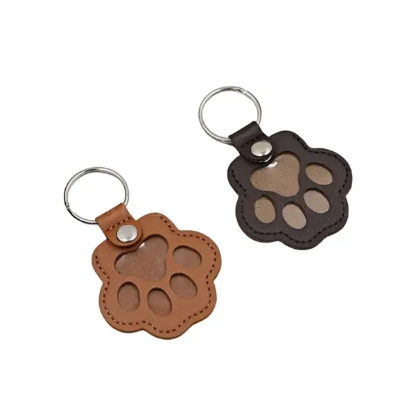 Paw Print Pet Hair Keepsake Leather Keychain 7