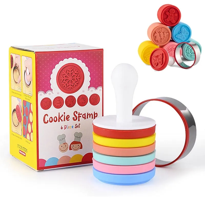 6 Pcs Silicone Holiday Christmas Cookie Stamp Set 2