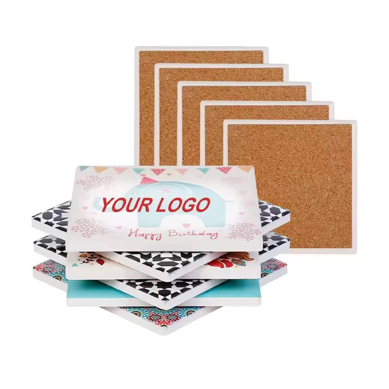 Natural Ceramic Coaster with Cork Base 2