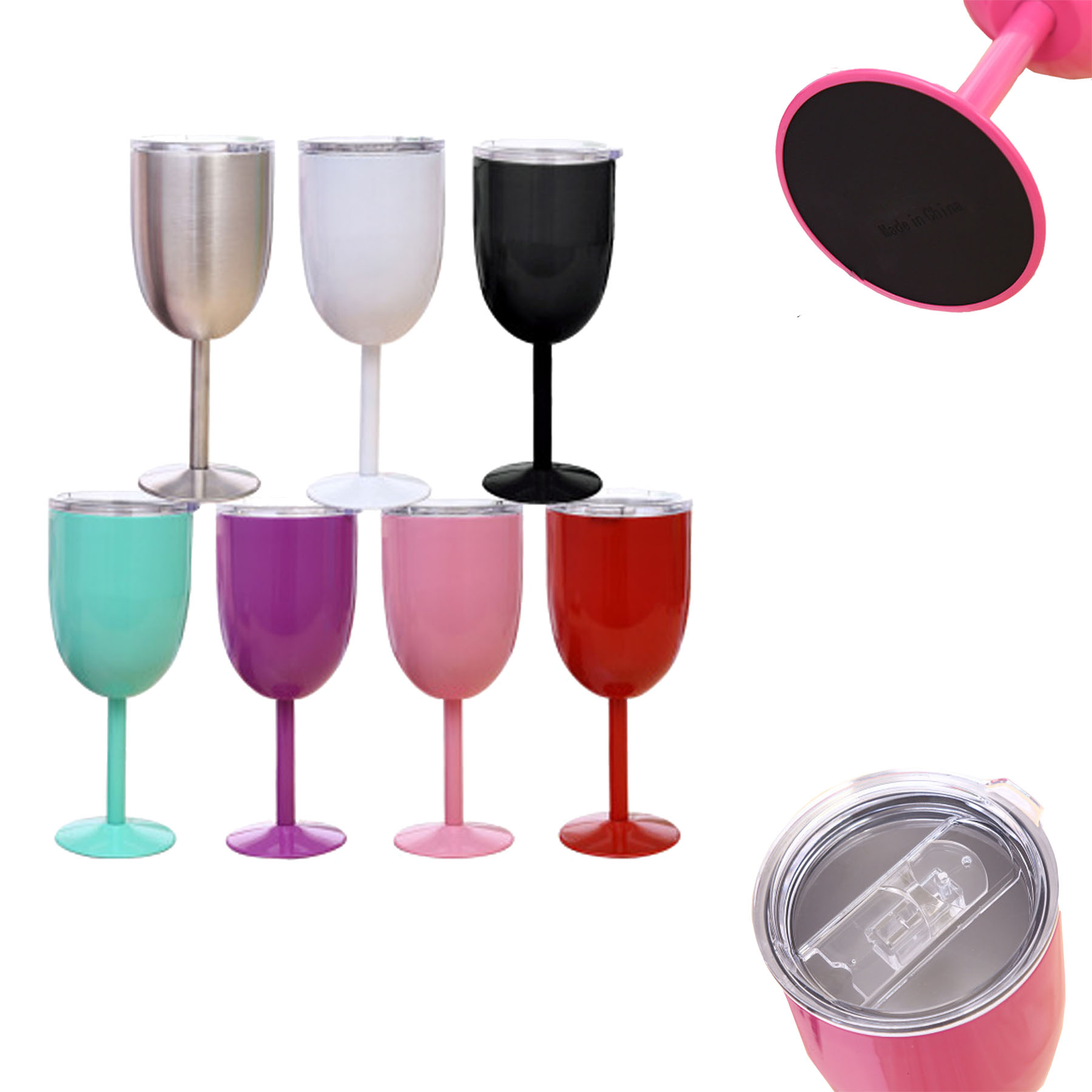 10oz Double Wall Insulated Metal Goblet Wine Tumbler 1