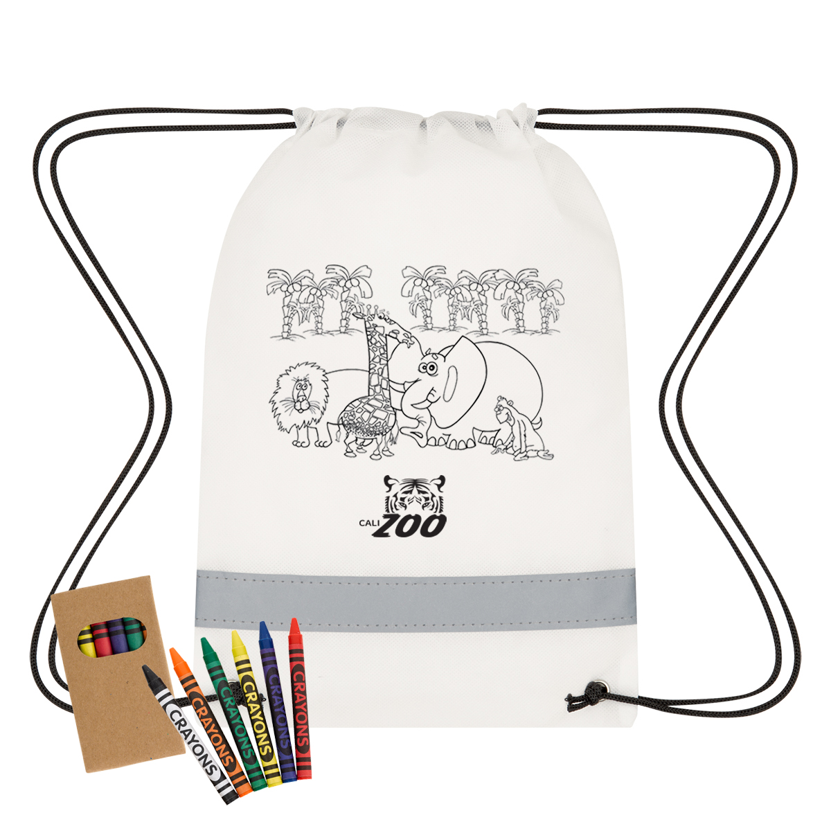 Lil' Bit Reflective Coloring Drawstring Bag With Crayons 7