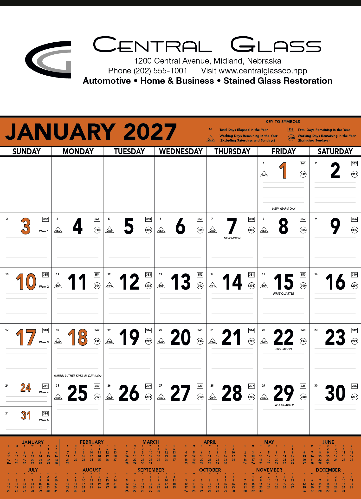 Triumph® Calendars Orange & Black Contractor Memo Calendar 8