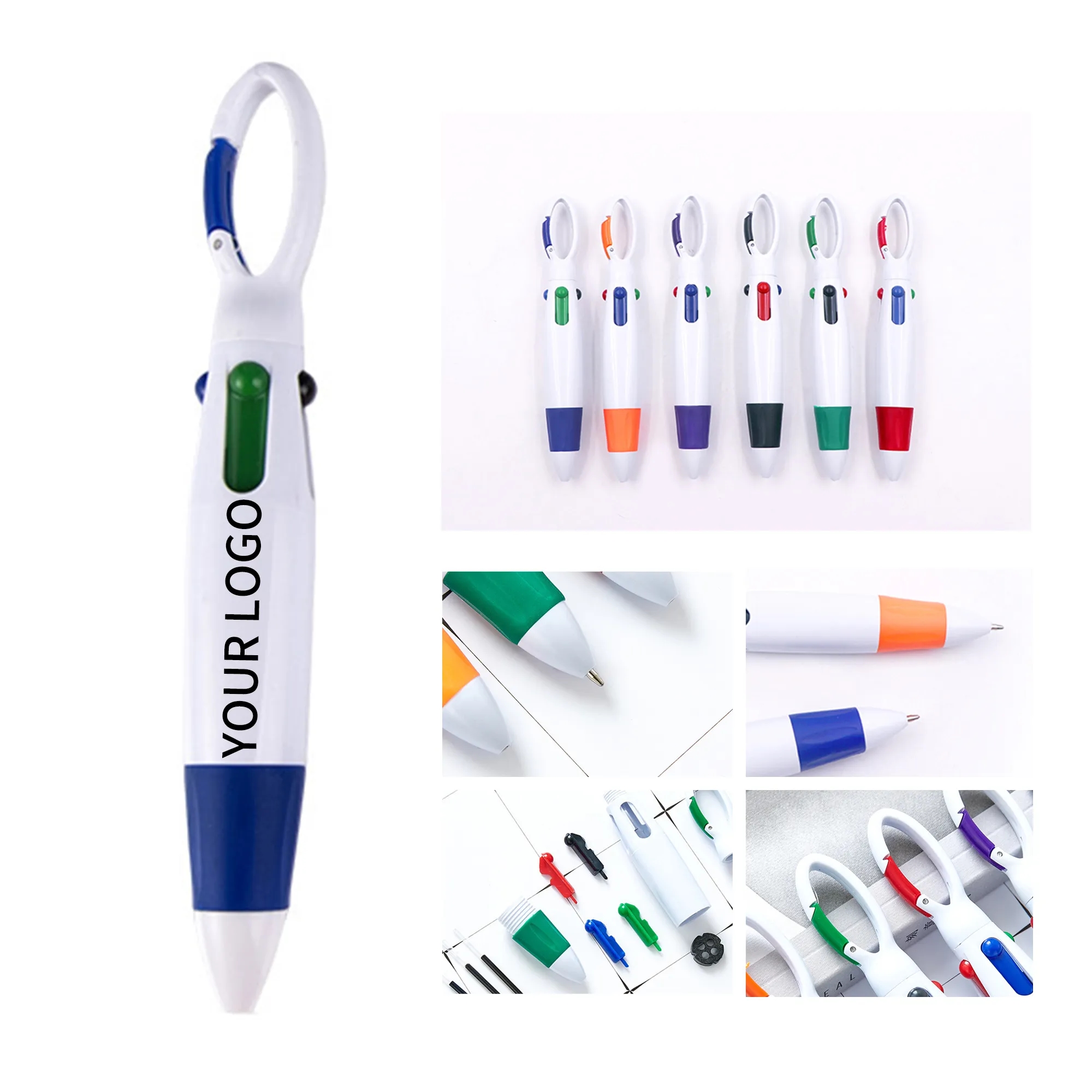 Four Color Retractable Button Pen Plastic 1
