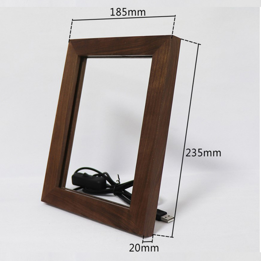 LED 3D Illusion Light In A Wood Picture Frame Personalization Optional 2