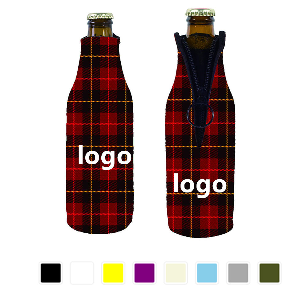 Zipper Plaid Long Neck Bottle Holder 4