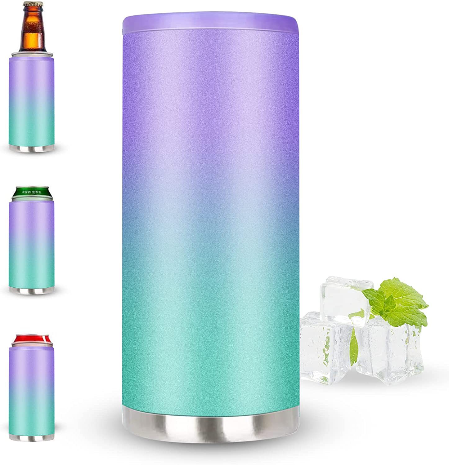 4 in 1 Insulated Slim Can Cooler for 12 OZ Cans and Beer Bottle 14