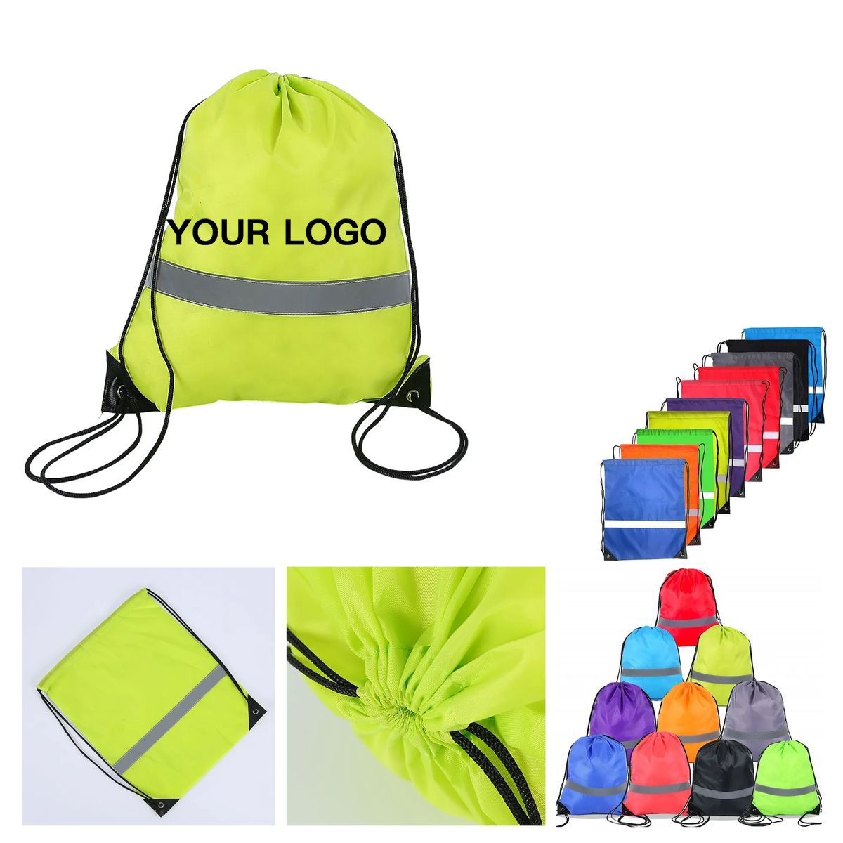 High Visibility Drawstring Backpack for Night Safety 1