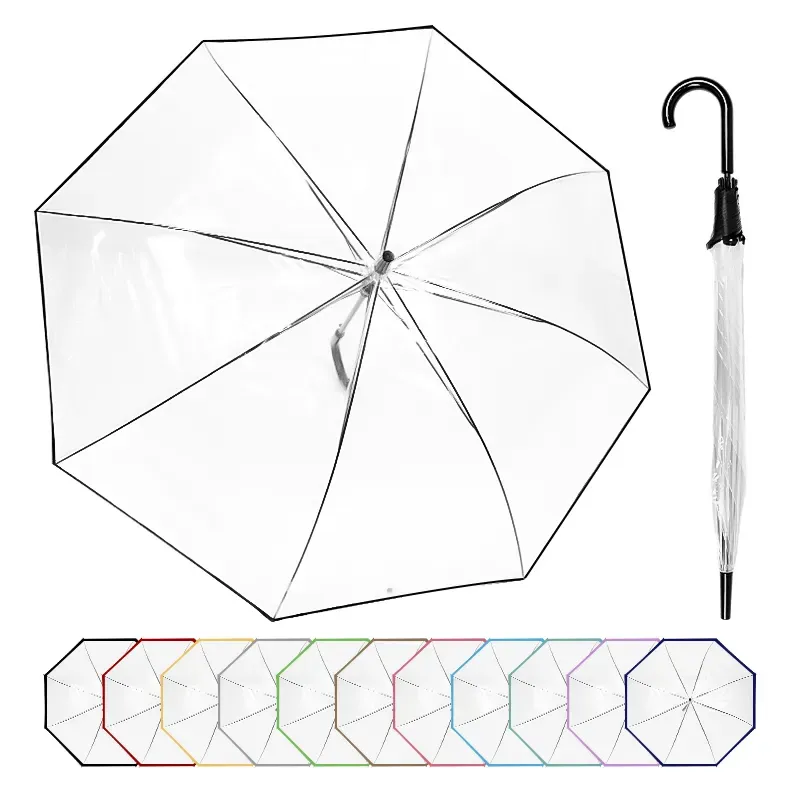 47" Arc Clear Bubble Dome Umbrella w/ Hook Handle 11