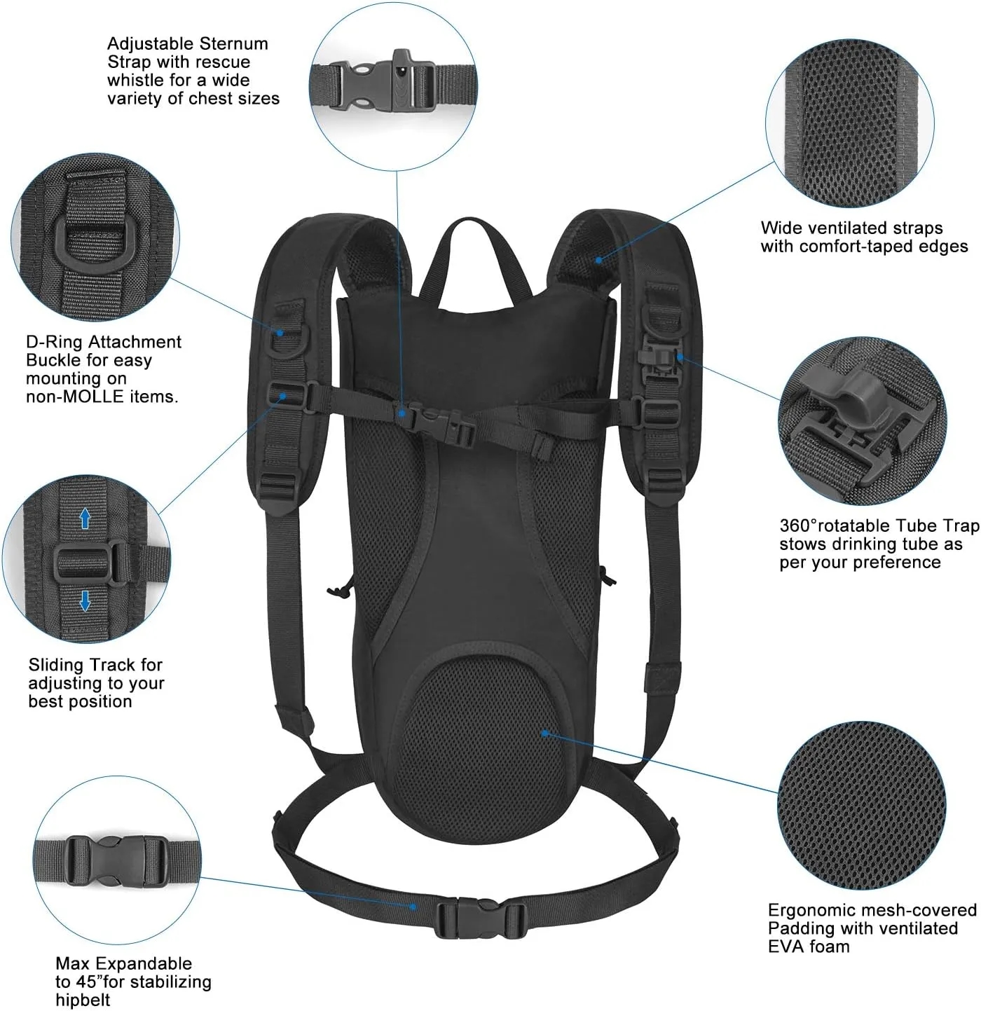 Outdoor Tactical Hydration Backpack With 3L Water Bladder 4