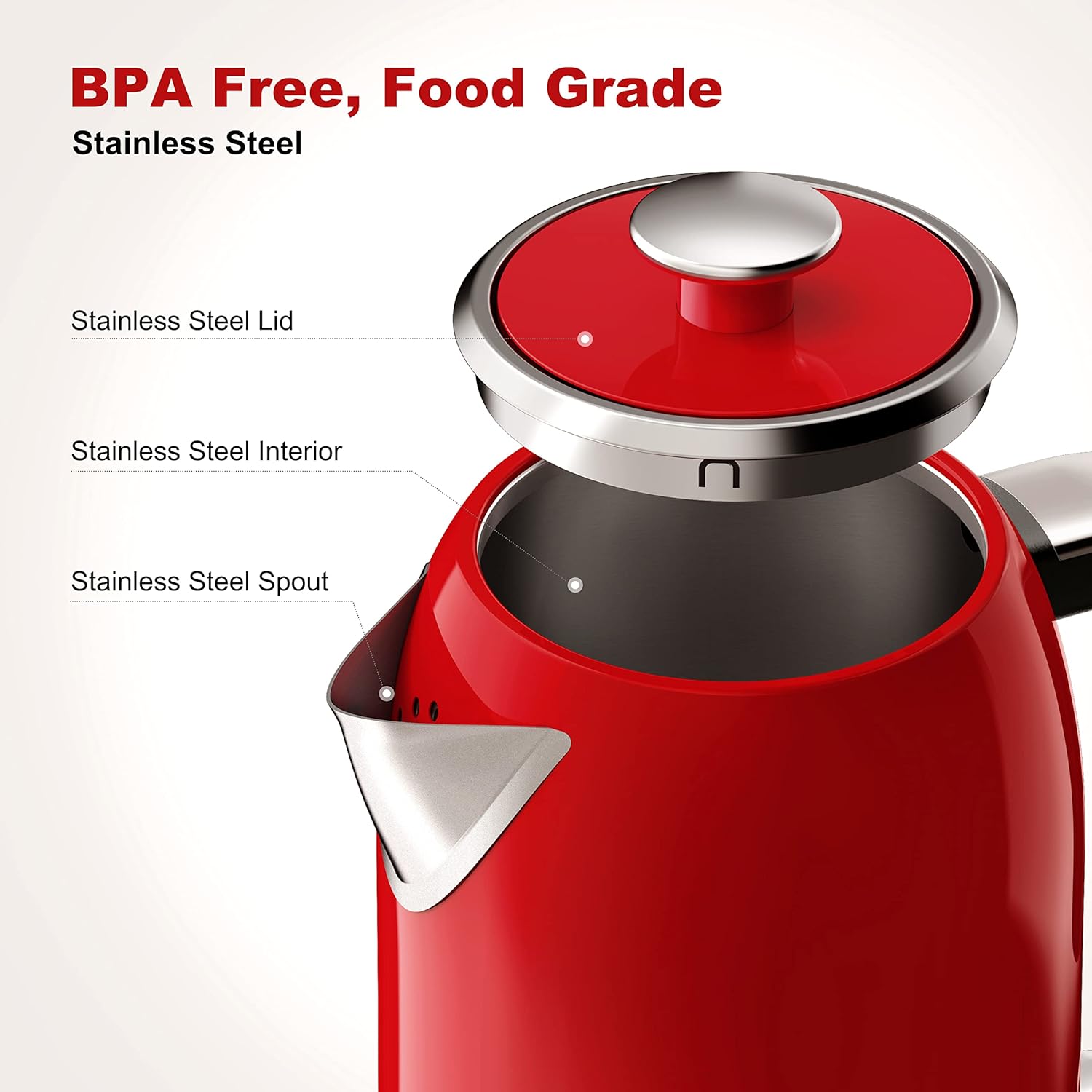 1.7L Retro Electric Kettle with Heat Resistant Handle 3