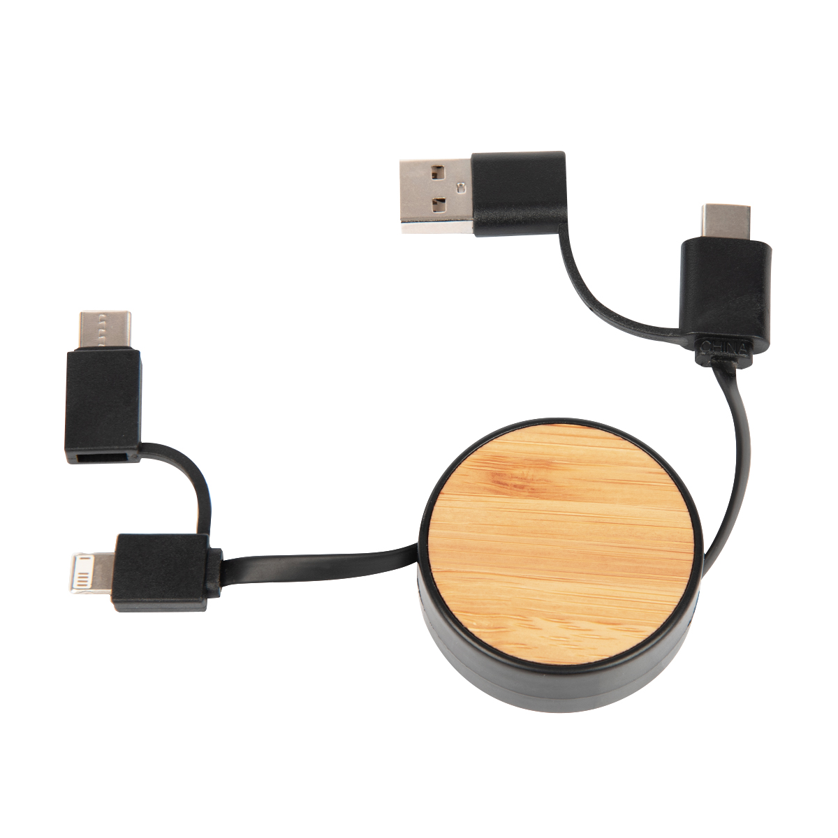 Bamboo Retractable 3-in-1 Charging Cable 8