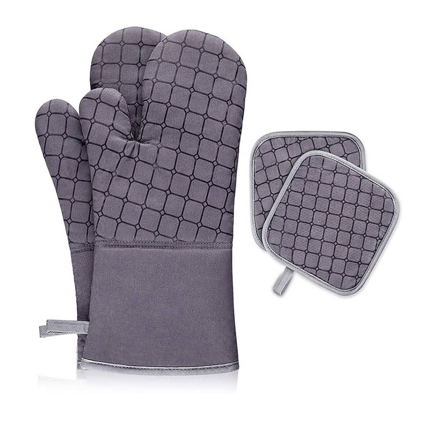 Heat Resistant Non Slip Silicone Oven Mitts Set 5