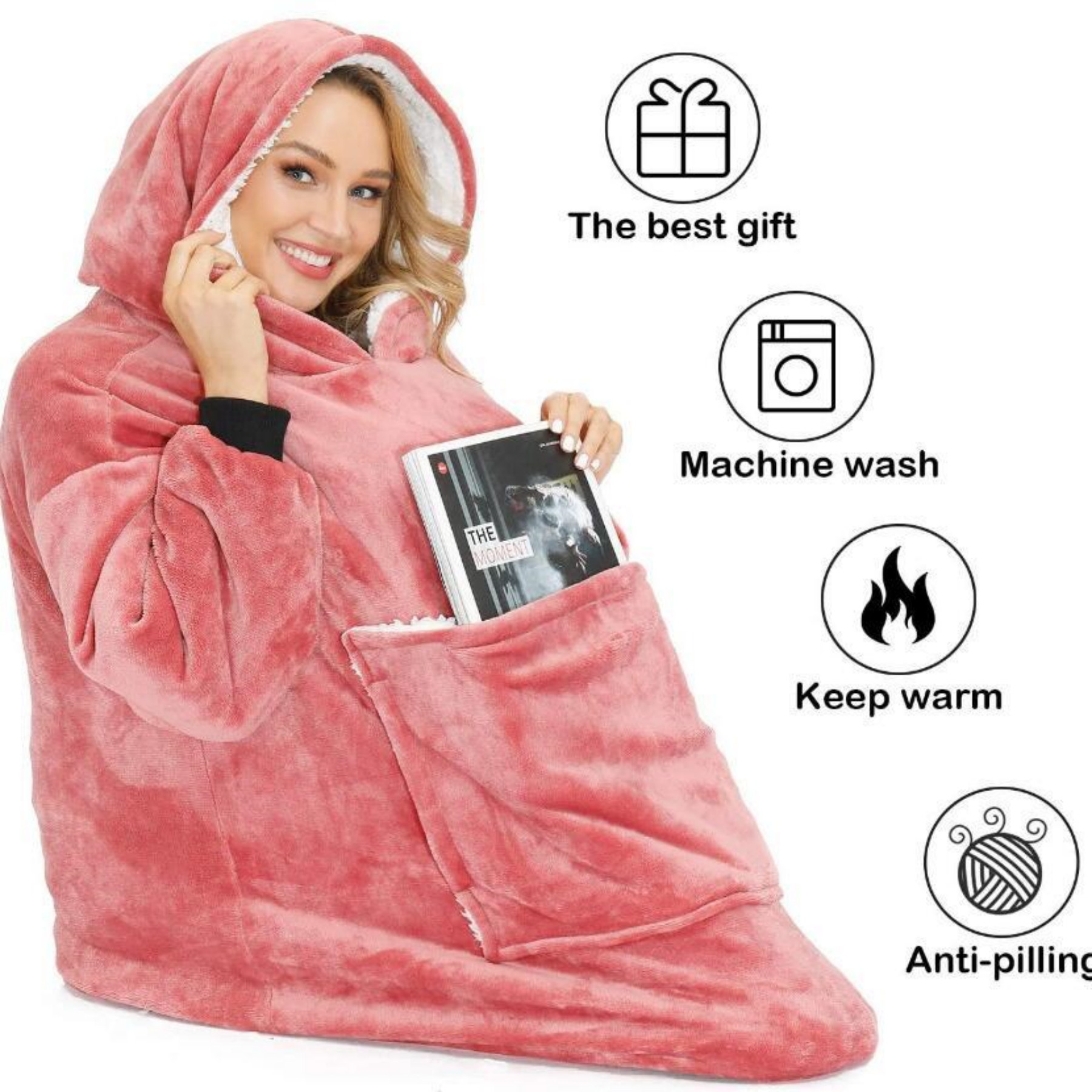 Oversized Microfiber & Sherpa Wearable Blanket 6
