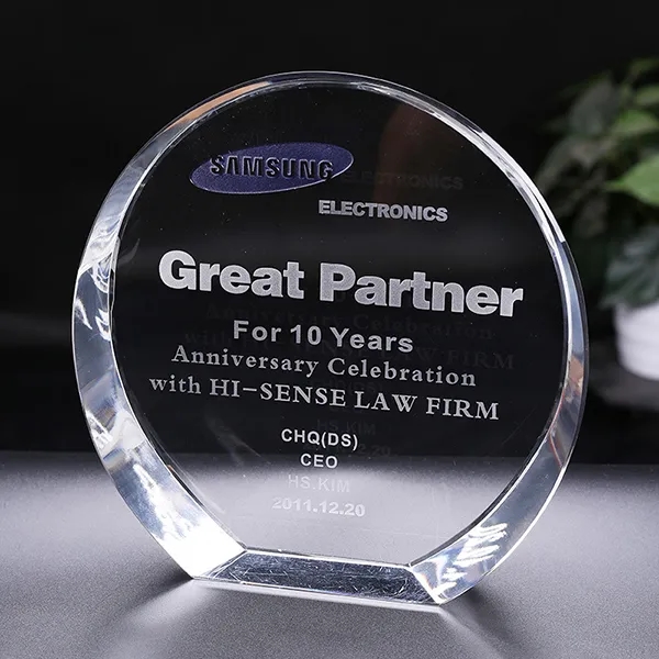 Clear Crystal Stand Up Circle Award 3