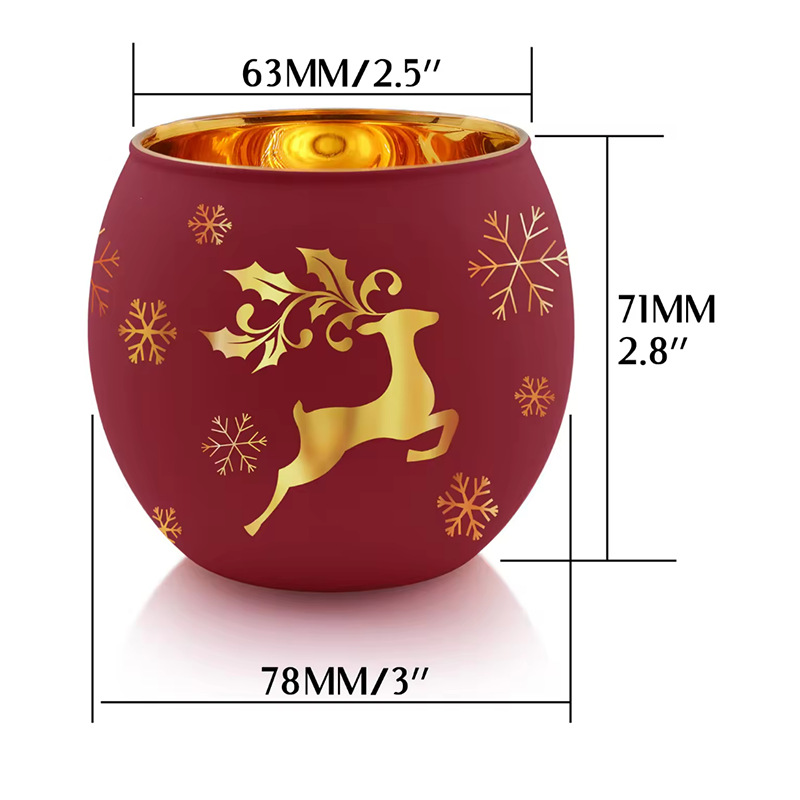 Christmas Decorative Glass Candle Holders - Set of 6 3