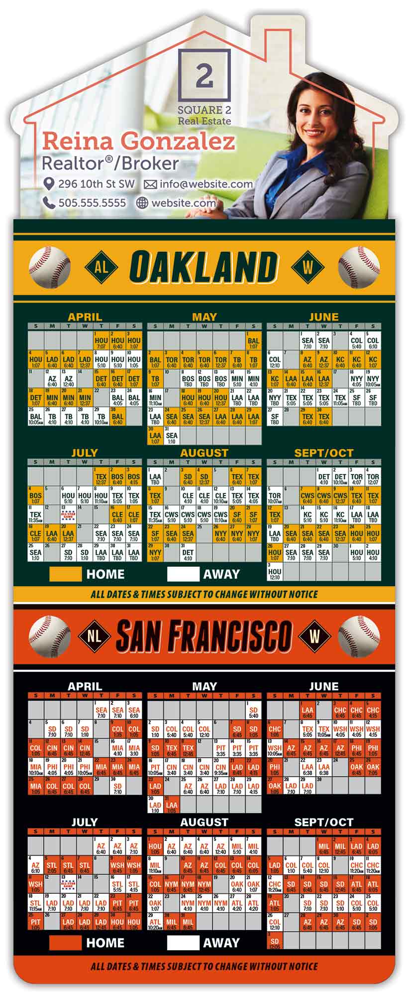Magna-Card House Shape Magnet - Baseball Schedules (3.5 x 9) 1