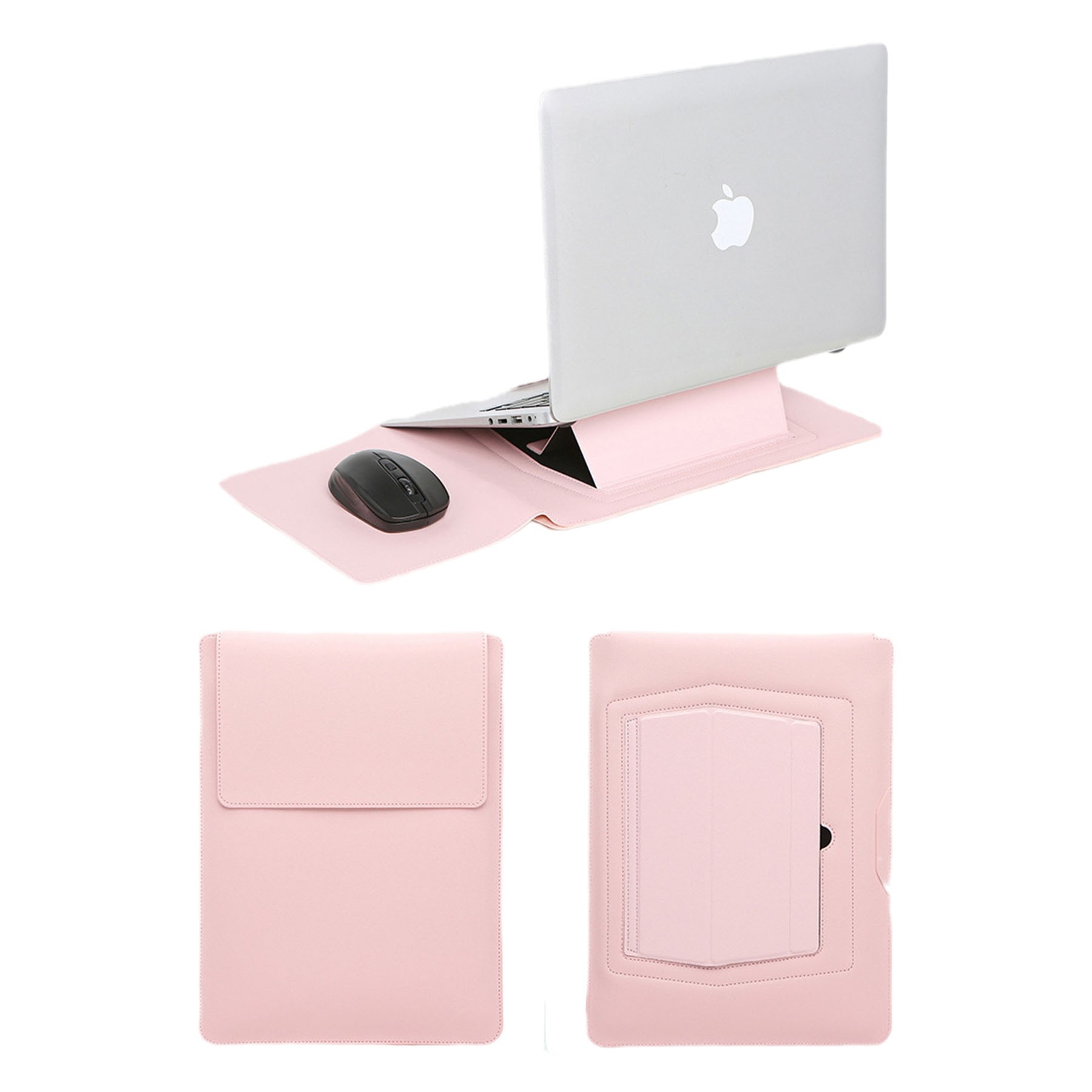 13" PU Leather Laptop Stand Protective Sleeve W/ Mouse Pad 1