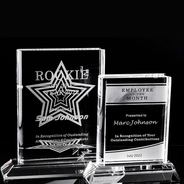 Book Shape Crystal Award on base 3