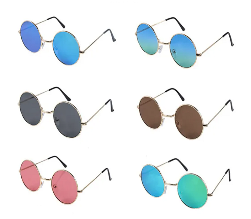 Round Frame Metal Sunglasses with Colored Lenses 9