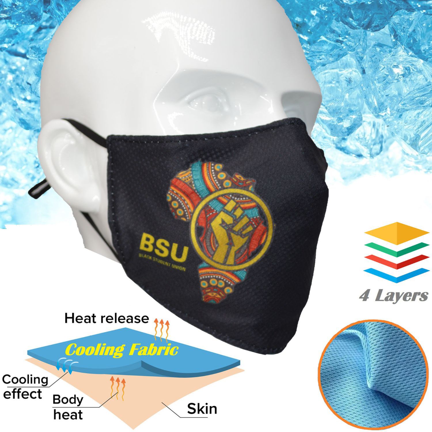 Summer Time 4-Layer Custom Face Mask w/ Adjustable Ear Loop 3