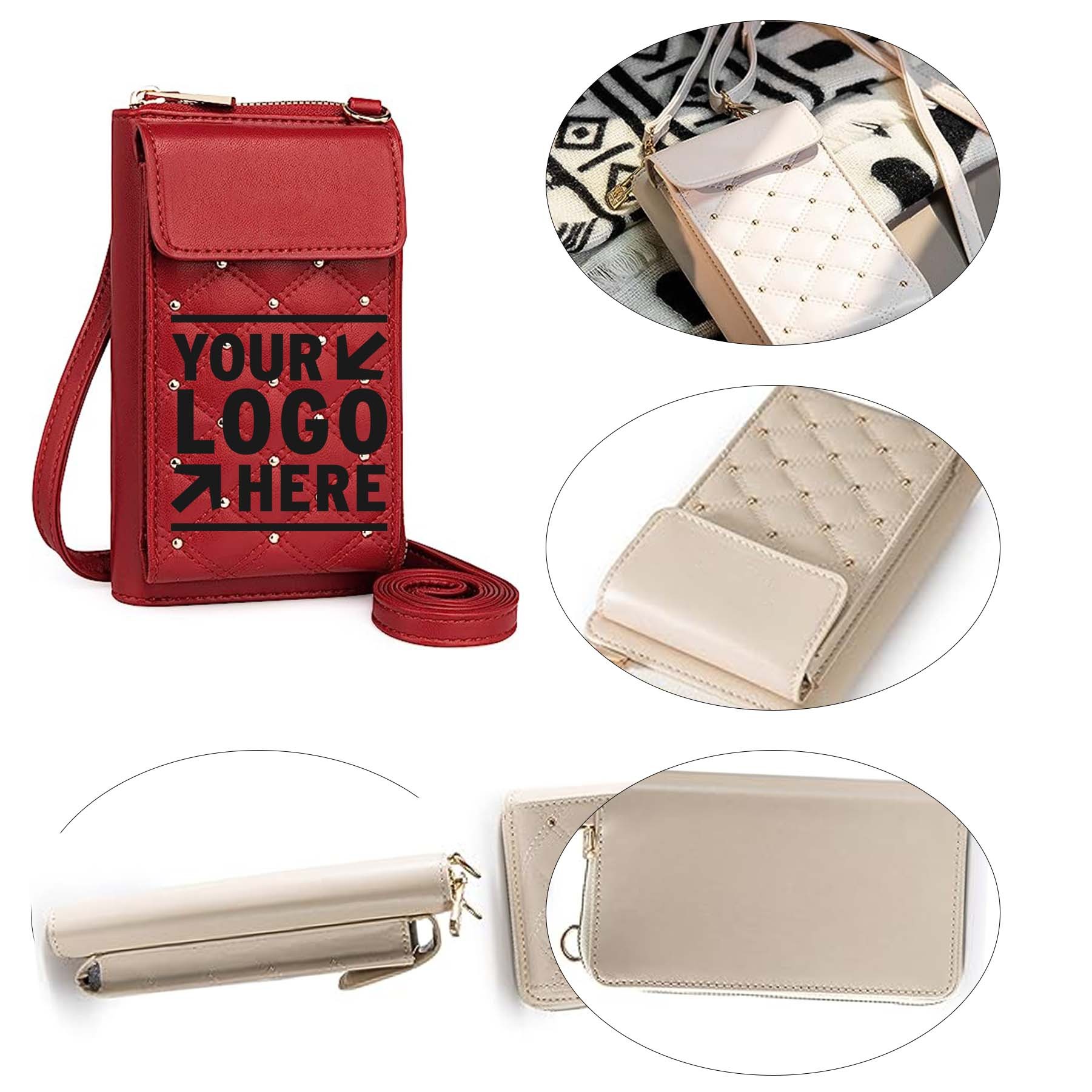 Women West RFID Credit Card Slot Small Leather Crossbody Cellphone Wallet 2