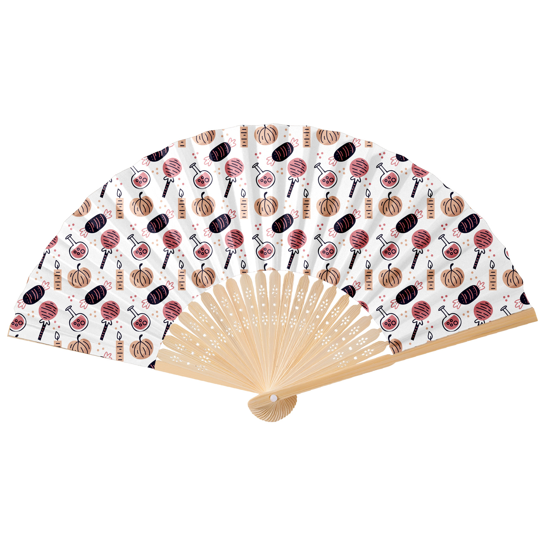 Full Color Foldable Bamboo Paper Hand Fan 1