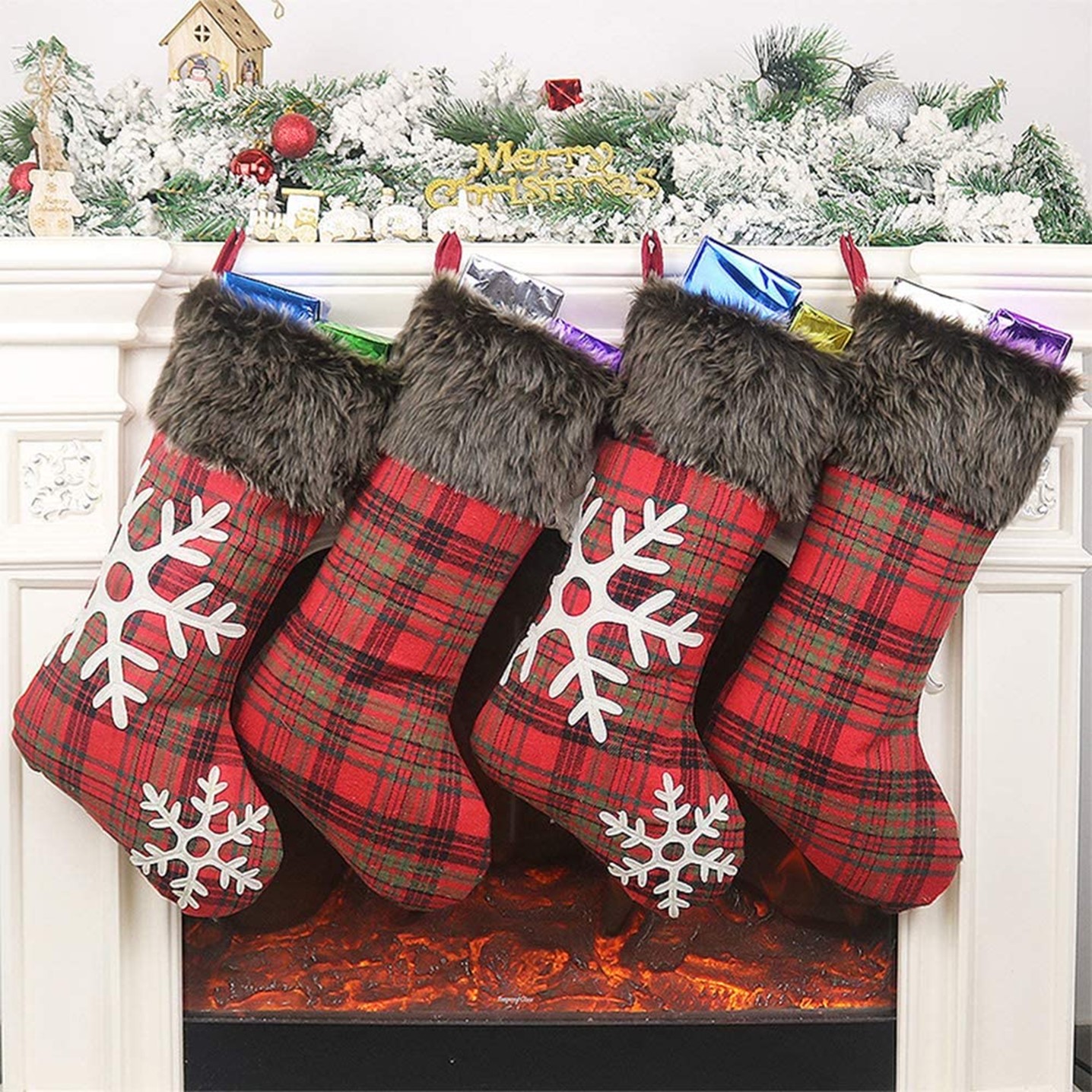 Christmas Hanging Stockings Socks for Christmas Tree Fireplace 3