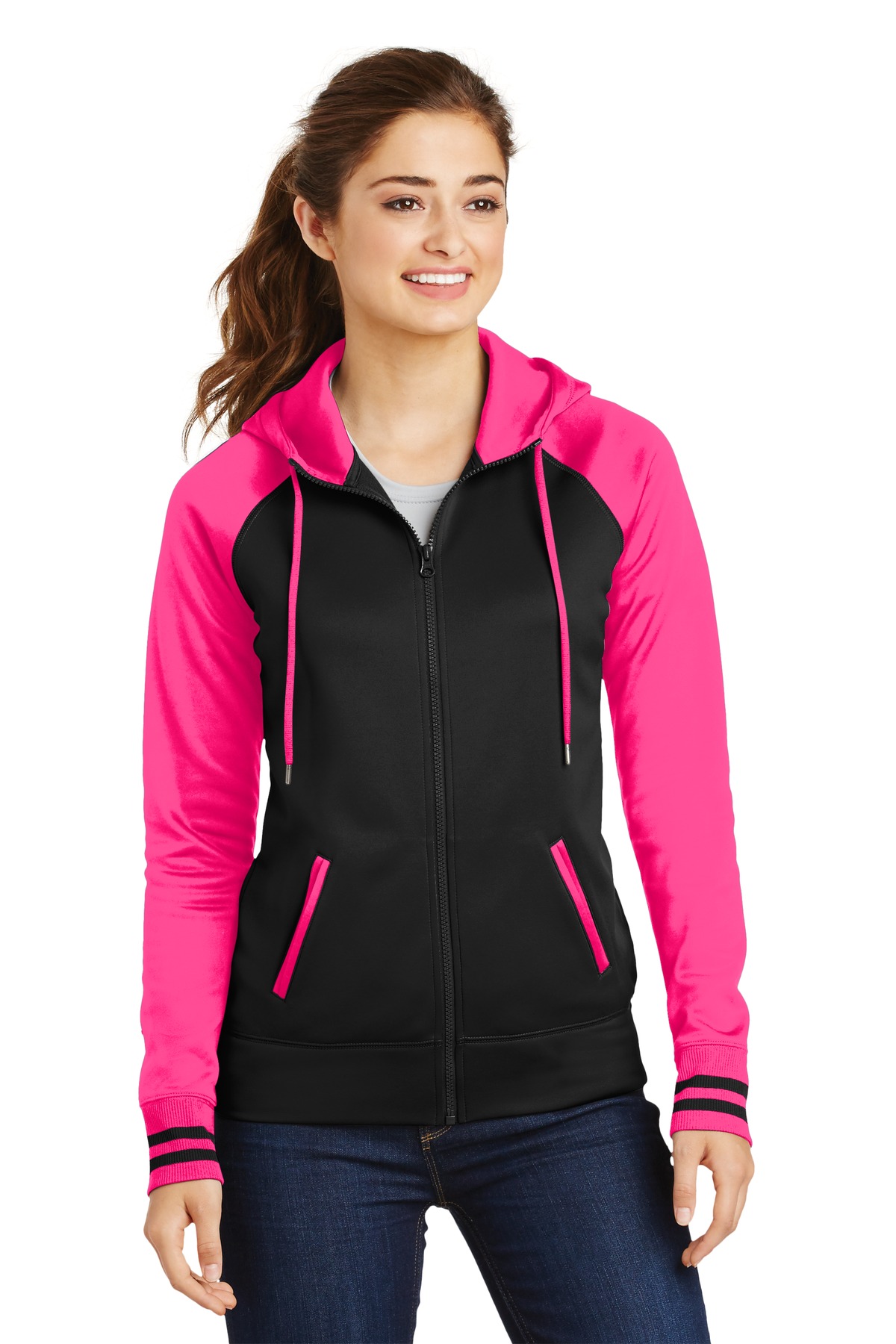 Sport-Tek Women's Sport-Wick Varsity Fleece Full-Zip Hooded Jacket. LST236 28