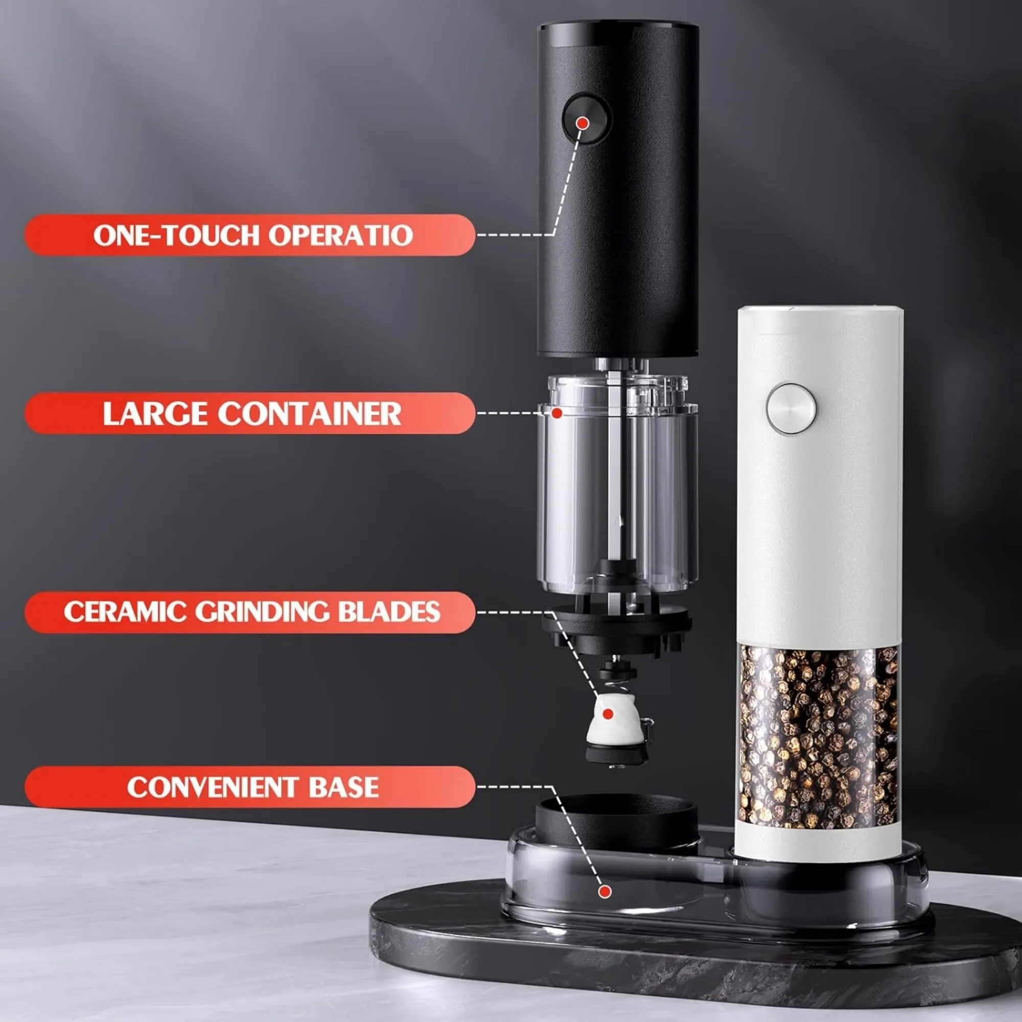 MOQ Electric Salt and Pepper Grinder Adjustable Coarseness 4