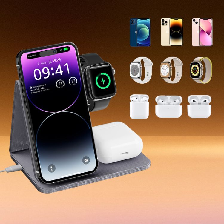 3 in 1 Leather Wireless Charging Station 3