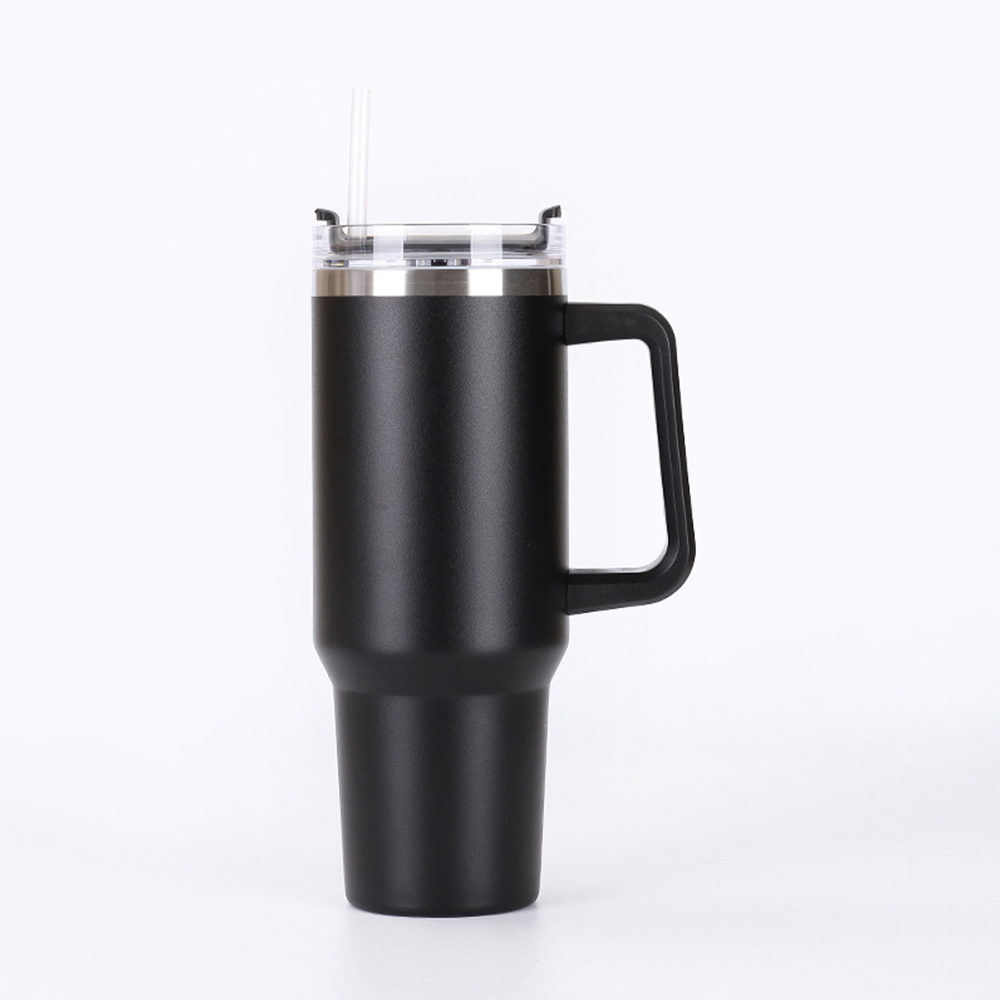 30OZ Double Walls Stainless Steel Auto Tumbler With Straw And Handle 10