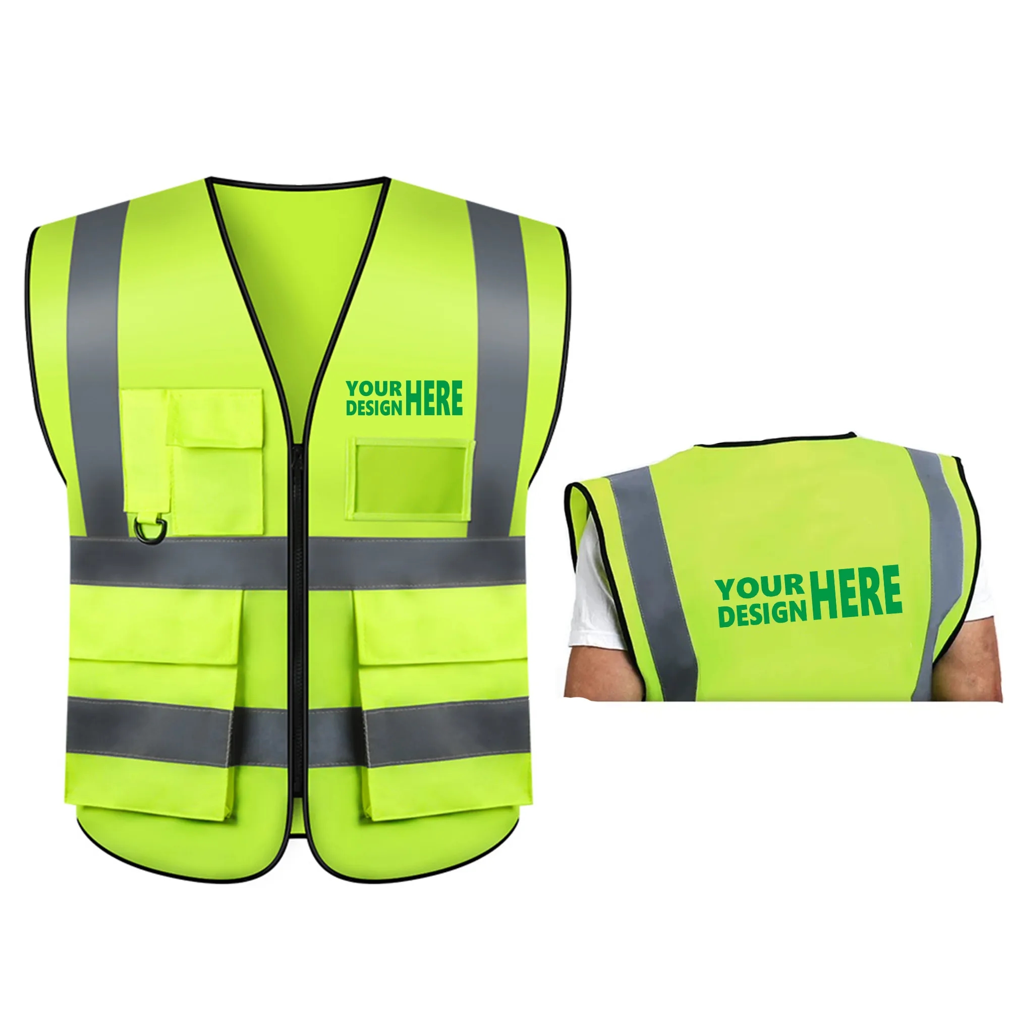 Reflective Safety Vests with Pockets and Zipper 4