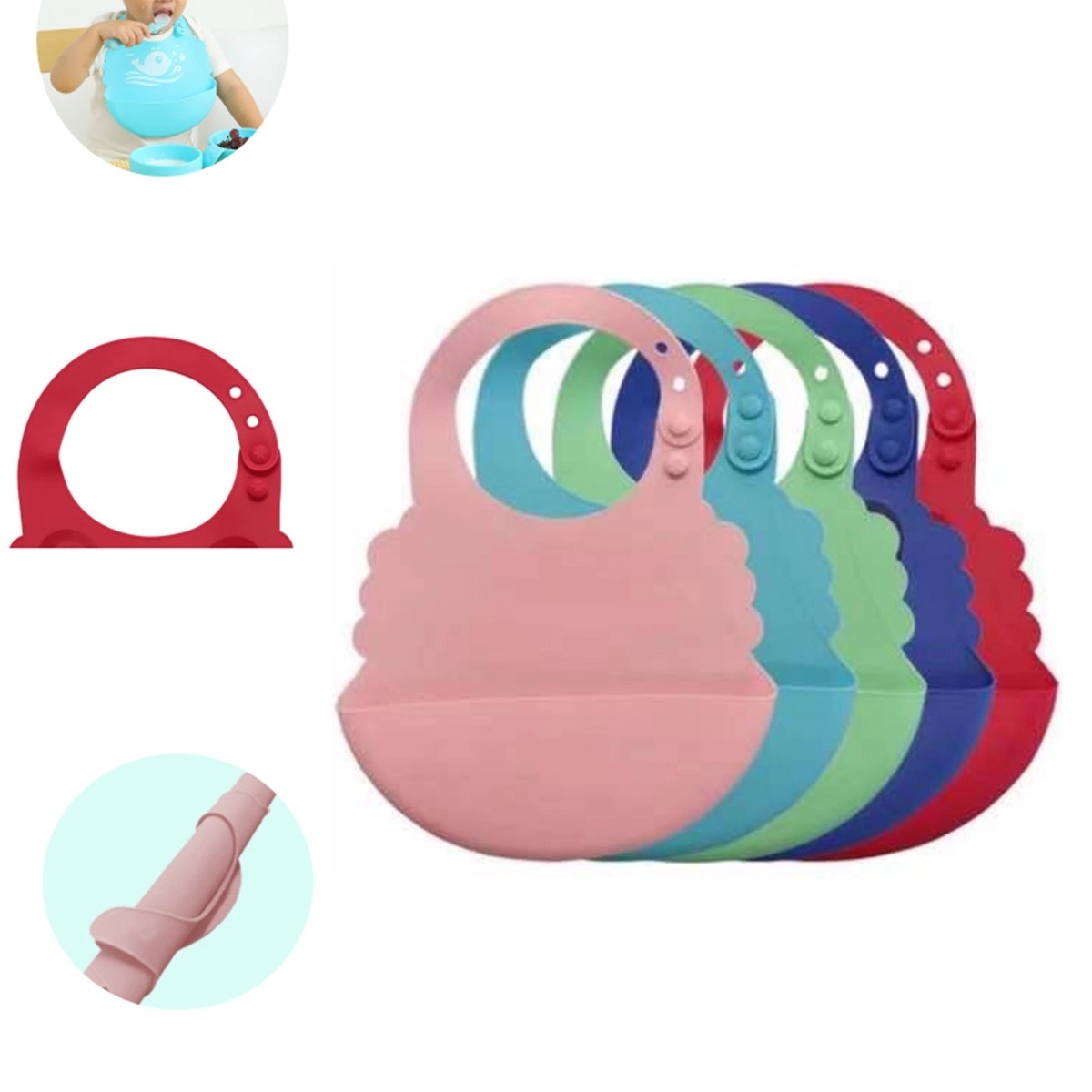 Foldable Silicone Children's Dining Bib MOQ 50PCS