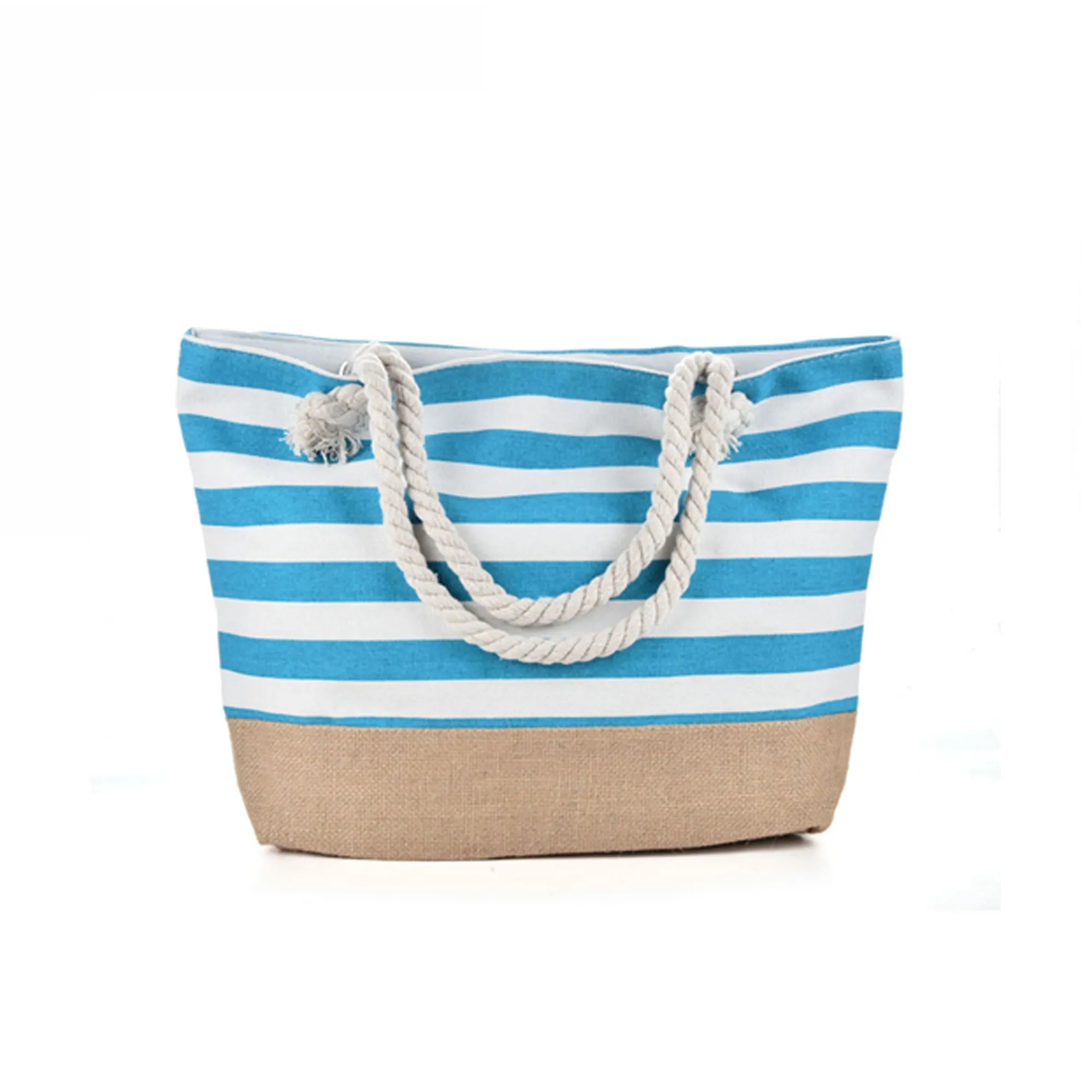 Striped Canvas Tote w/Rope Handle, custom tote bag with logo imprint 6
