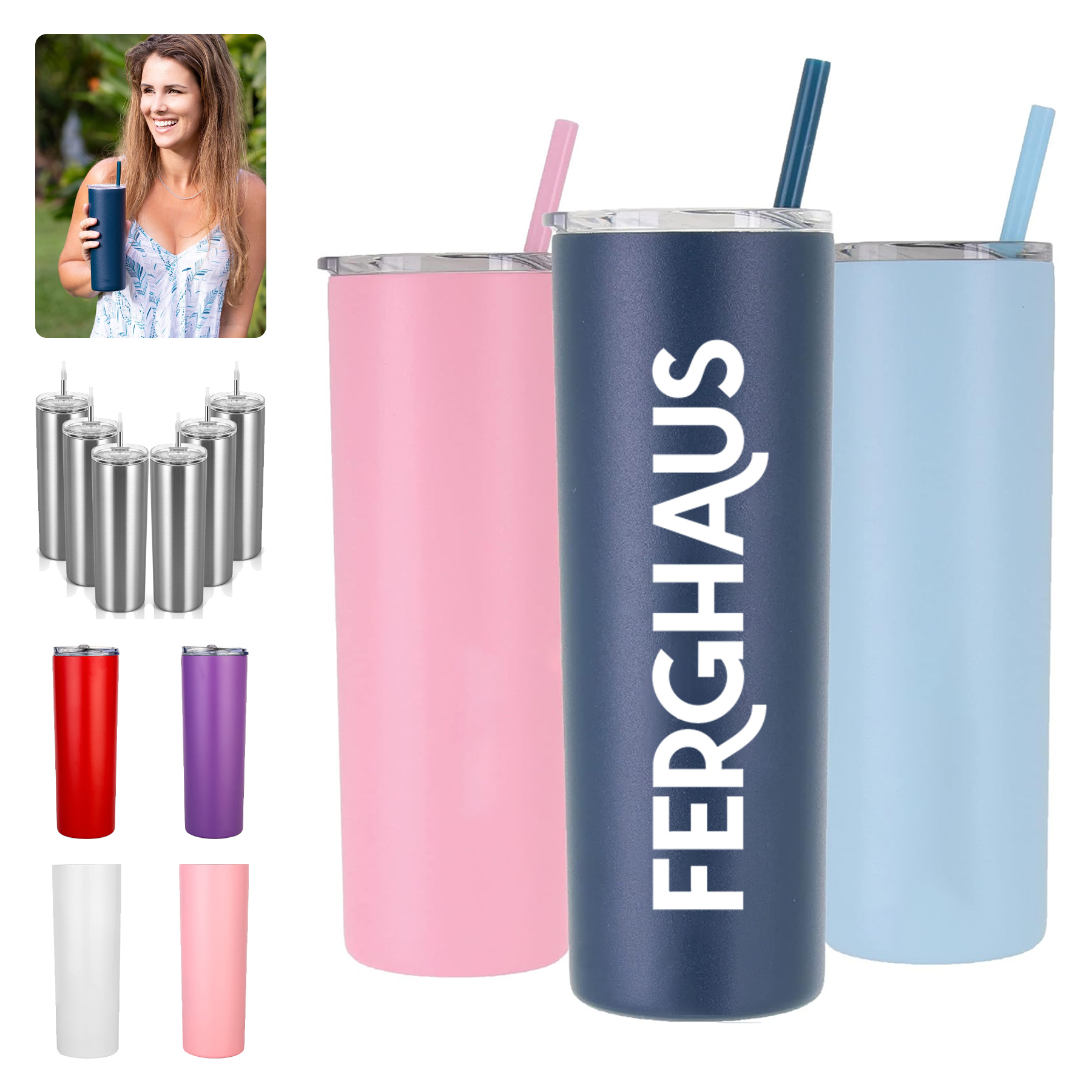 20 oz Stainless Steel Skinny Tumbler Personalized 2