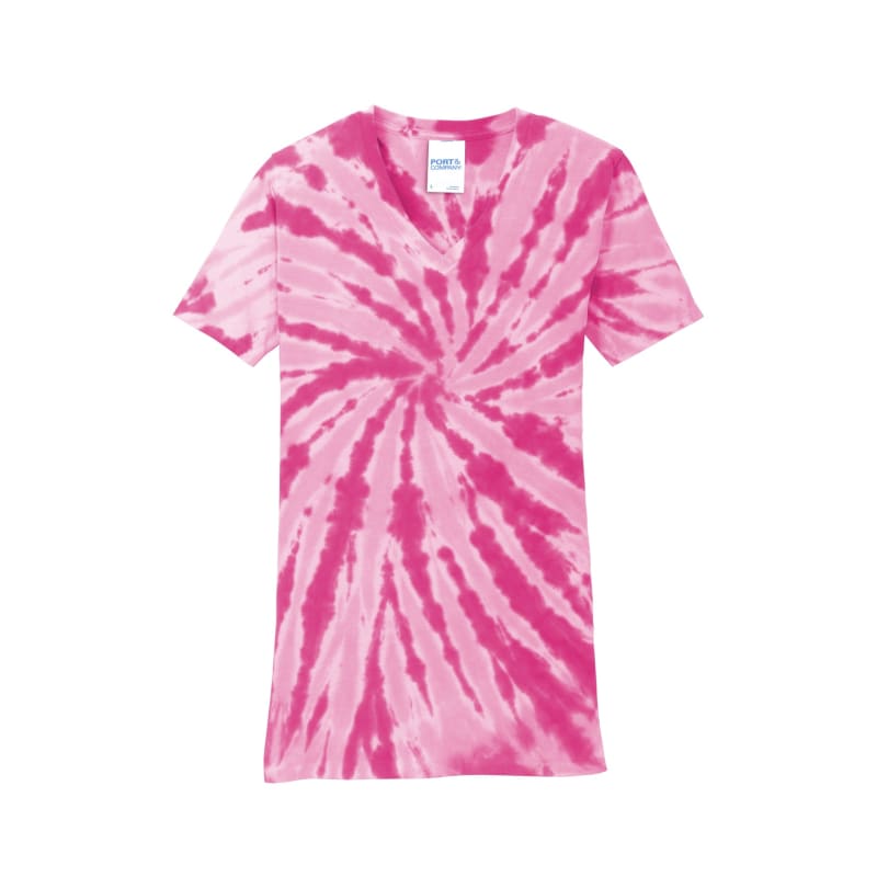 Port & Company Women's Tie-Dye V-Neck Tee. 34