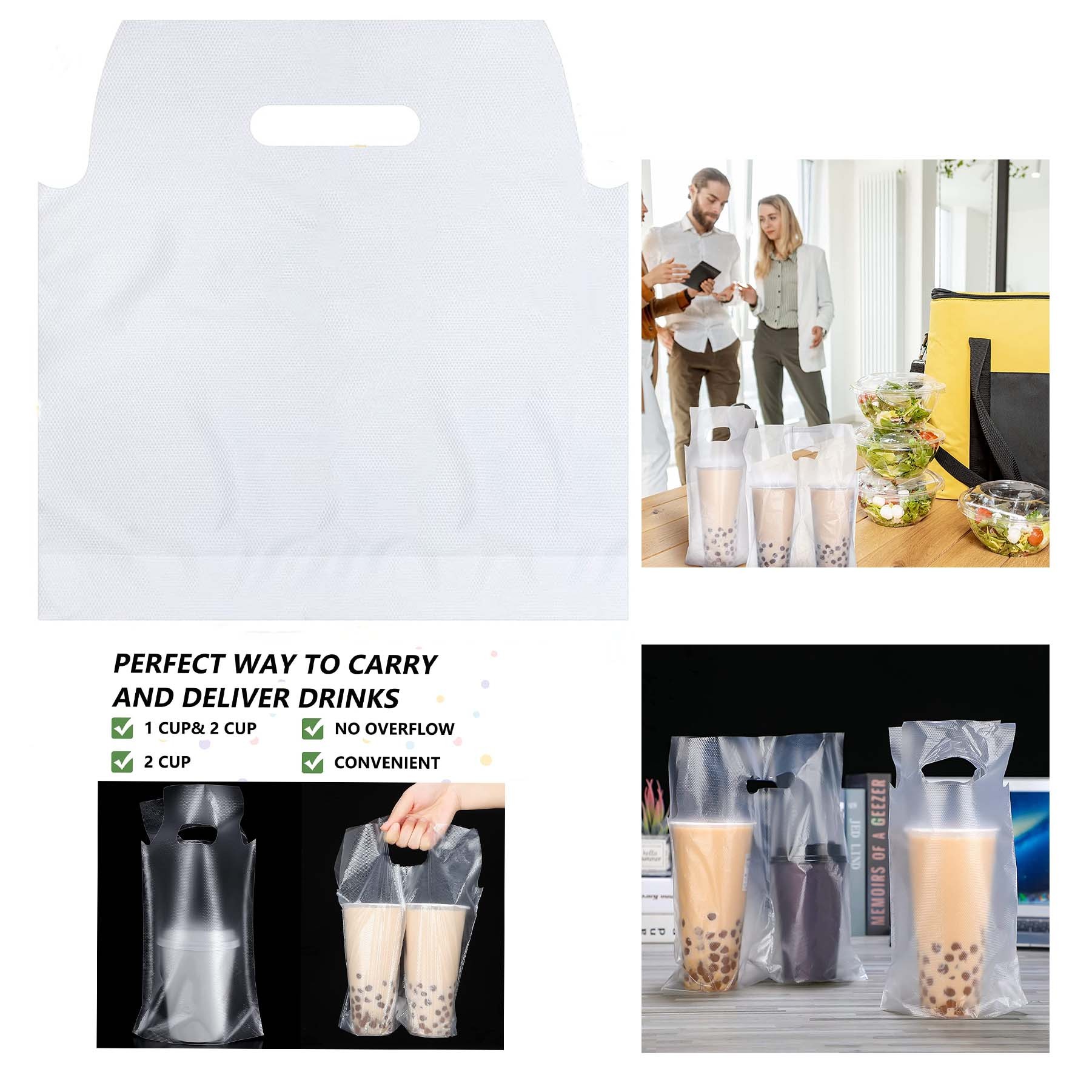 12.2 x 10.2 Inches Clear Double Cup Plastic Bag With Handle 1
