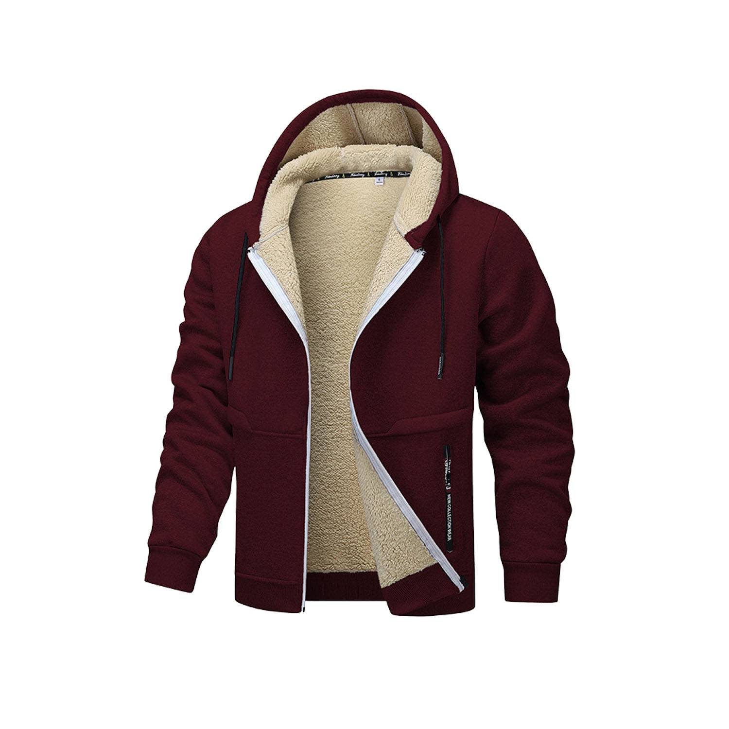 Men Windproof Fleece Lined Heavyweight Hooded Jacket 9