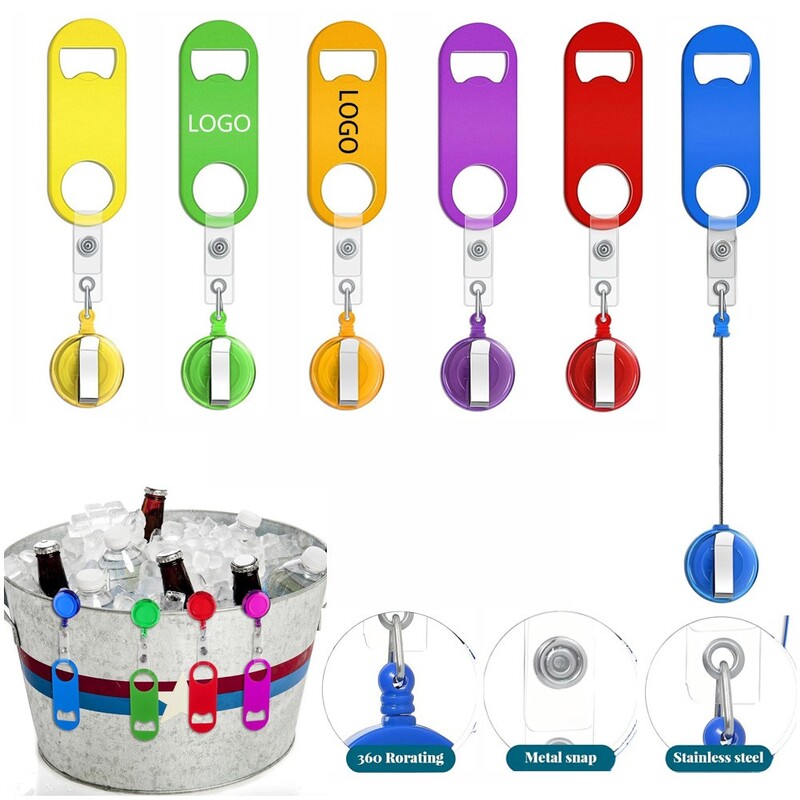 Retractable Badge Holder W/ Beer Bottle Opener & Clip 2